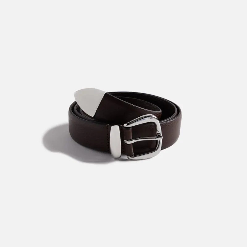 Anderson's Tanned Leather Belt With Metal Tip And Keeper - Brown sold by Kith