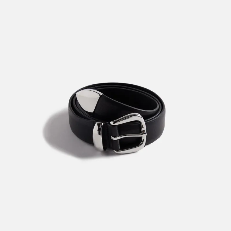 Anderson's Tanned Leather Belt With Metal Tip And Keeper - Black sold by Kith