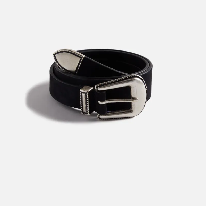 Anderson's Narrowing Detail Western Nubuck Leather Belt - Black sold by Kith