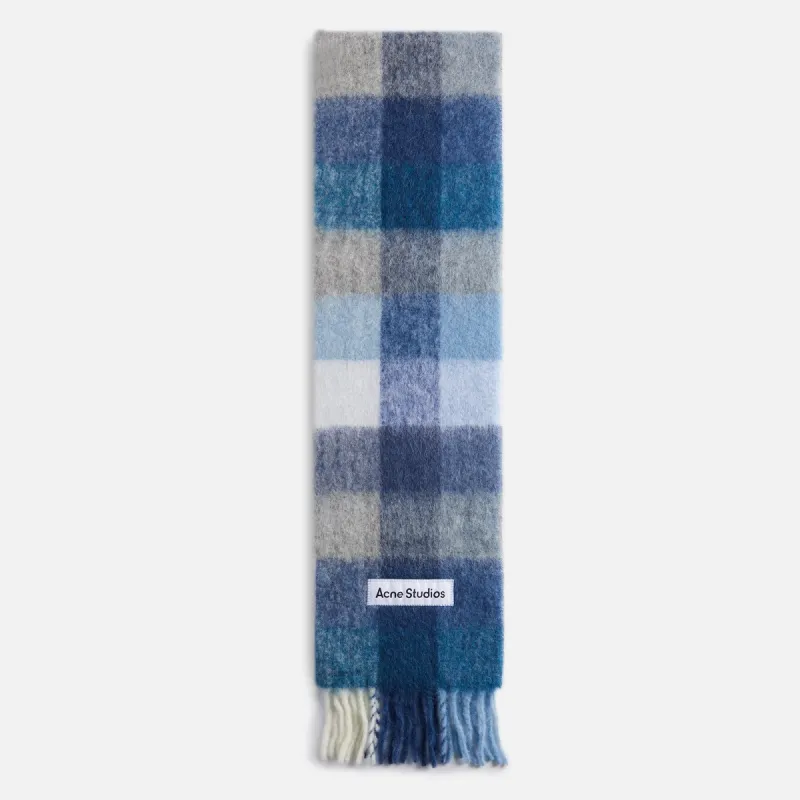 Acne Studios Vally Scarf - Indigo / Grey / Blue sold by Kith