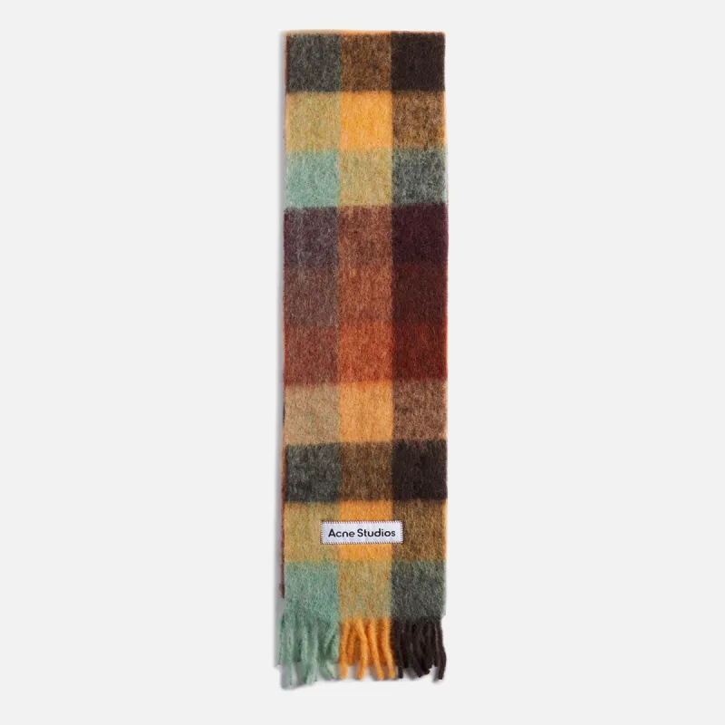 Acne Studios Vally Scarf - Taupe / Chestnut Brown / Yellow Green sold by Kith
