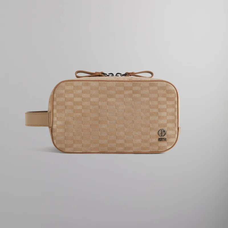 Kith & Giorgio Armani Monogram Suede Dopp Kit - Creme sold by Kith