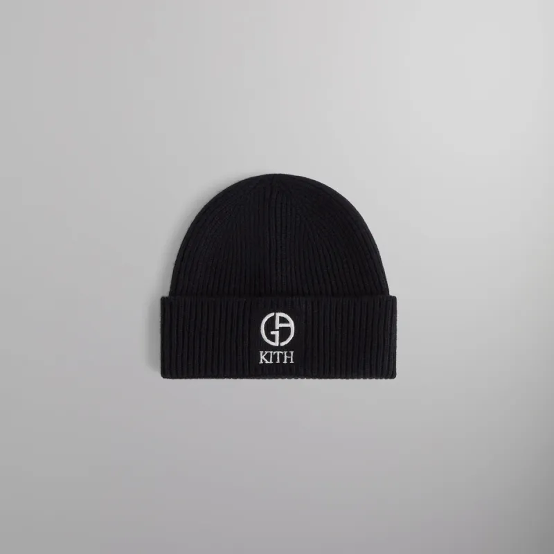 Kith & Giorgio Armani Cashmere Beanie - Black made by Kith