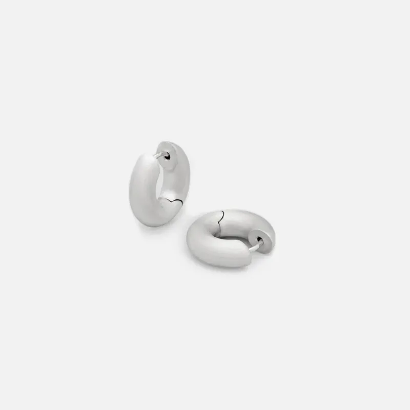 Tom Wood Chunky Hoops Satin Small - Silver sold by Kith