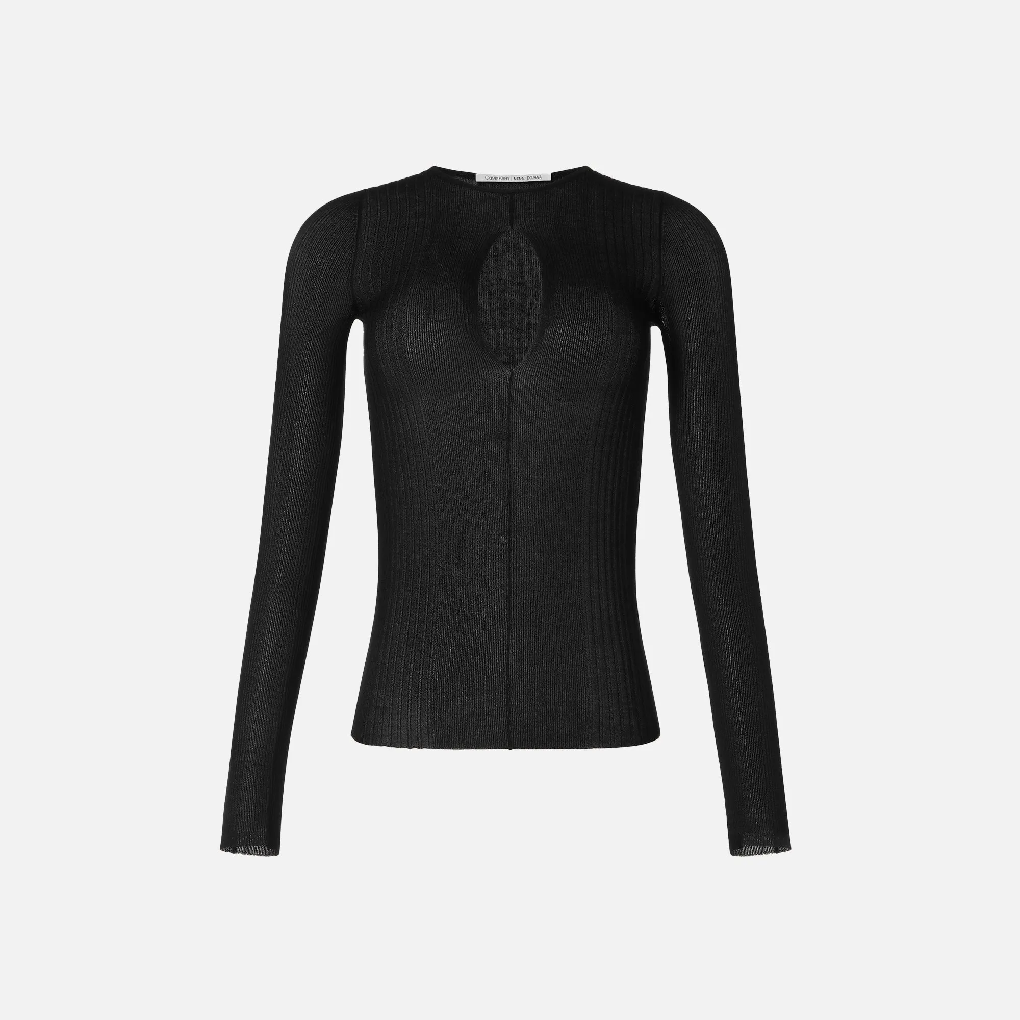 Nensi Dojaka for Calvin Klein Long Sleeve Sheer Knit Top - Black sold by Kith