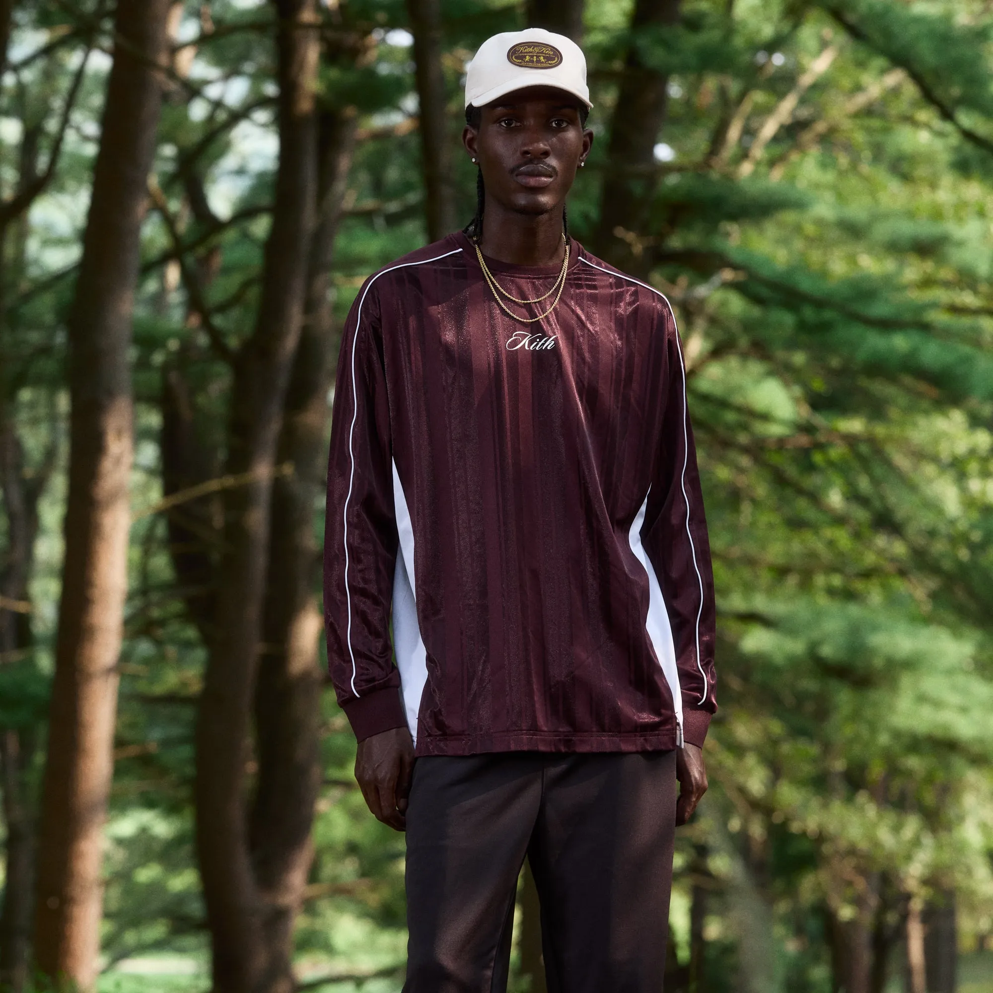 Kith Pinstripe Tricot Panelled Tee - Magma sold by Kith product image thumbnail 2