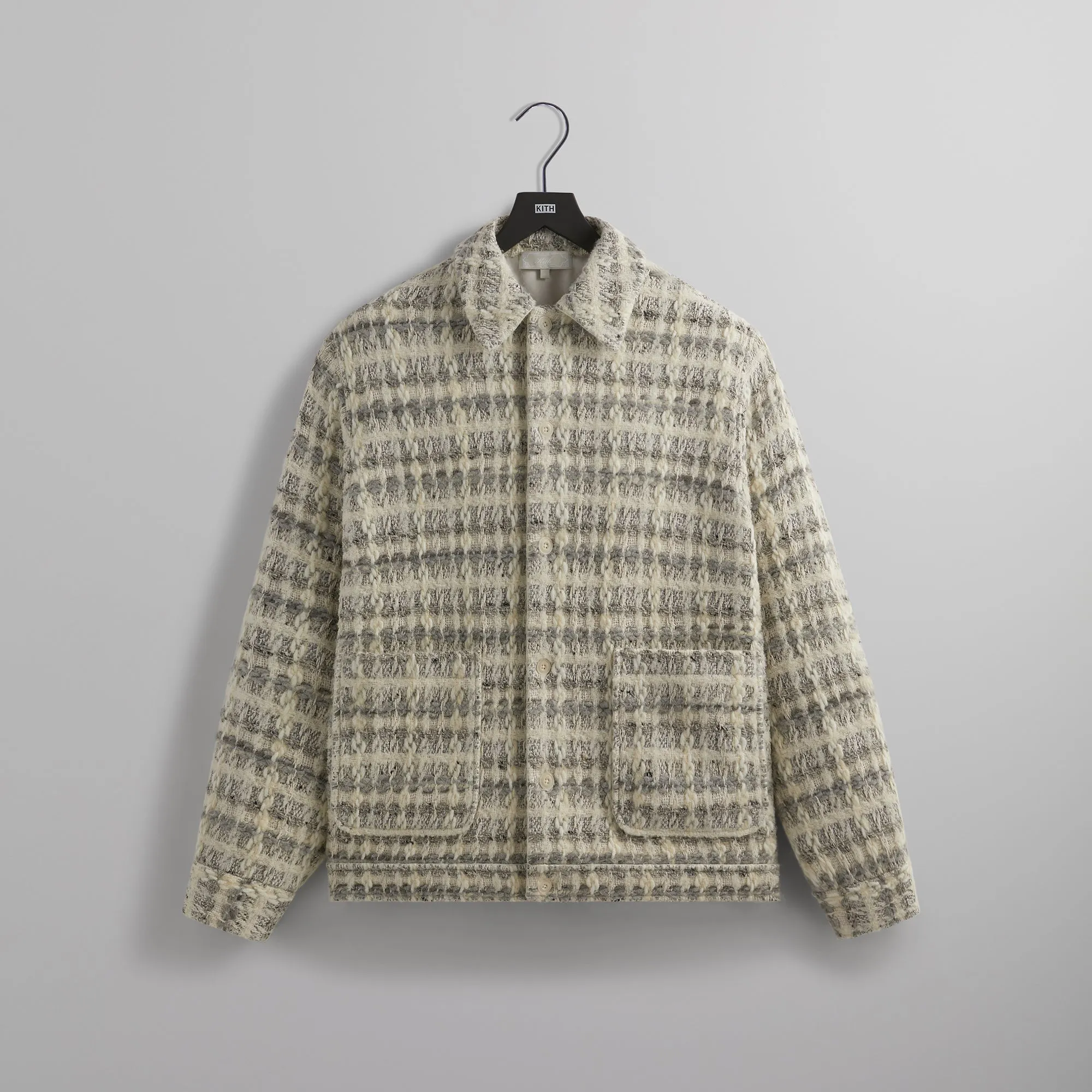 Kith Windowpane Tweed Boxy Collared Overshirt - Atrium sold by Kith