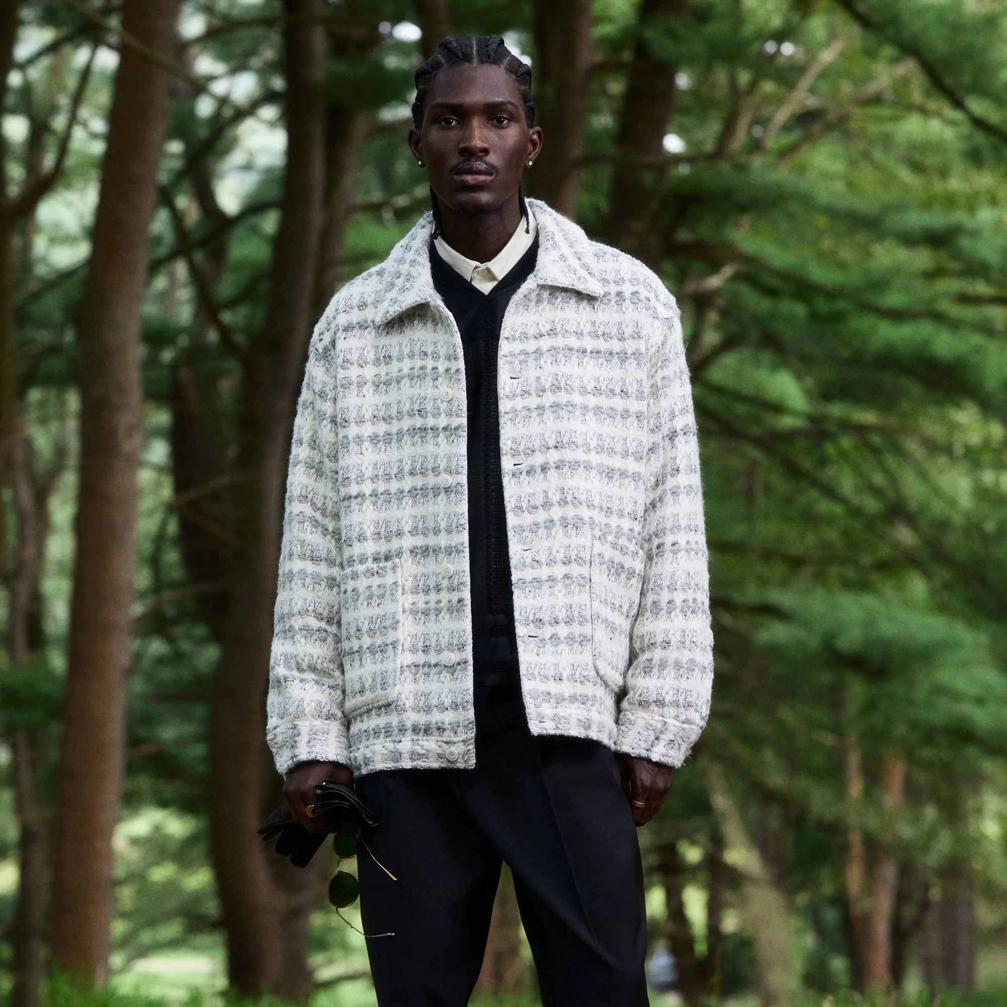 Kith Windowpane Tweed Boxy Collared Overshirt - Atrium sold by Kith product image thumbnail 2