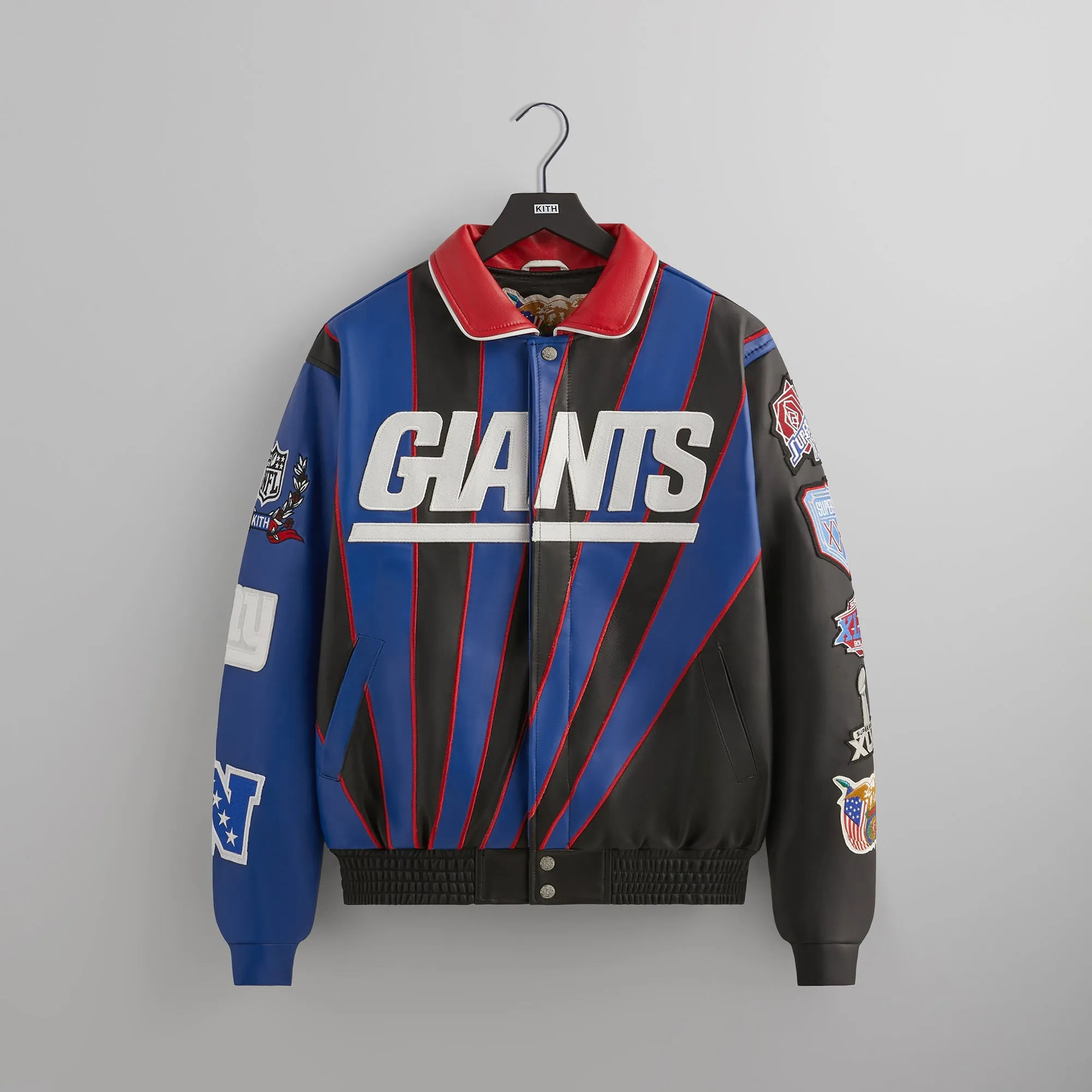 Kith & Jeff Hamilton for the NFL: Giants Leather Varsity Jacket sold by Kith