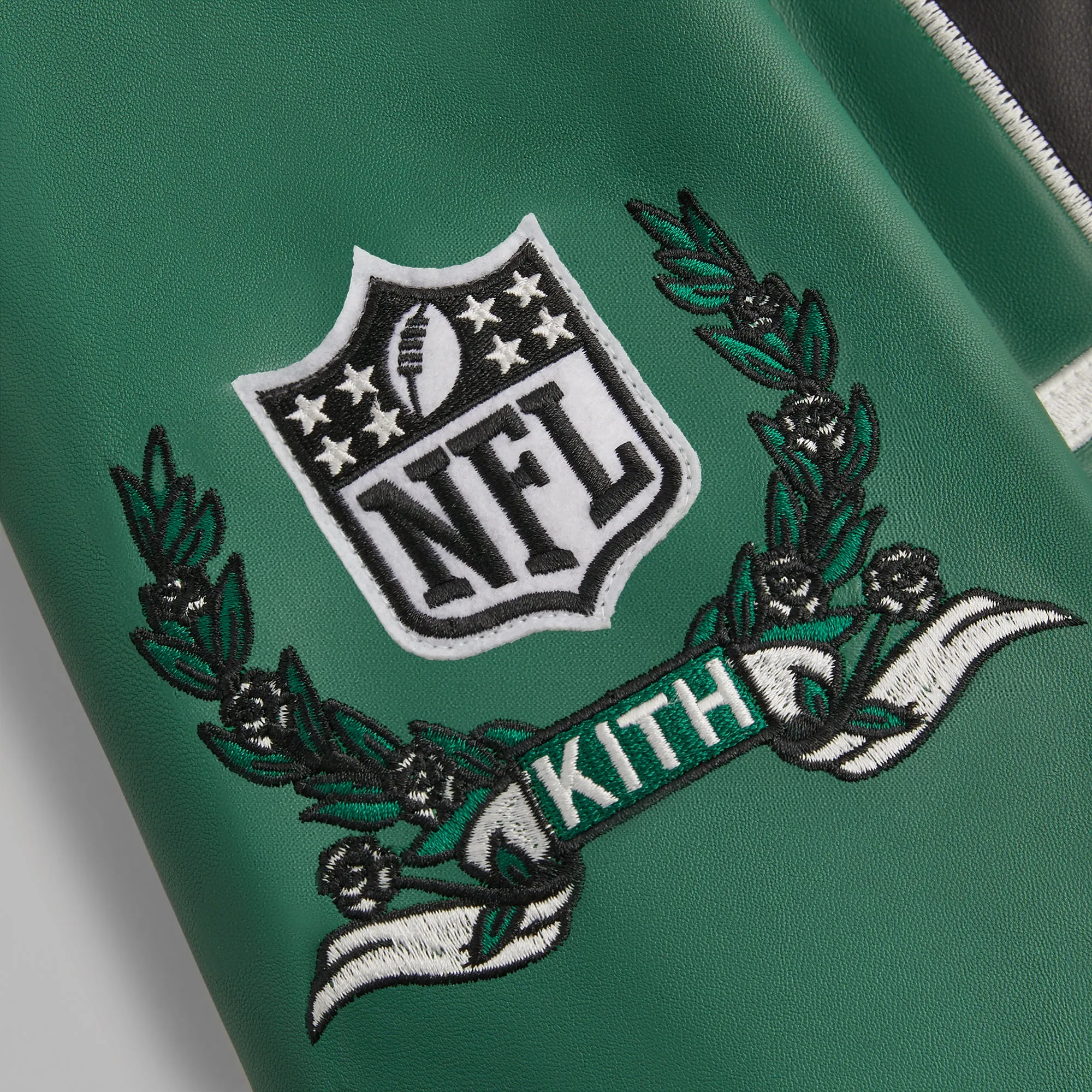 Kith & Jeff Hamilton for the NFL: Jets Leather Varsity Jacket sold by Kith product image thumbnail 4