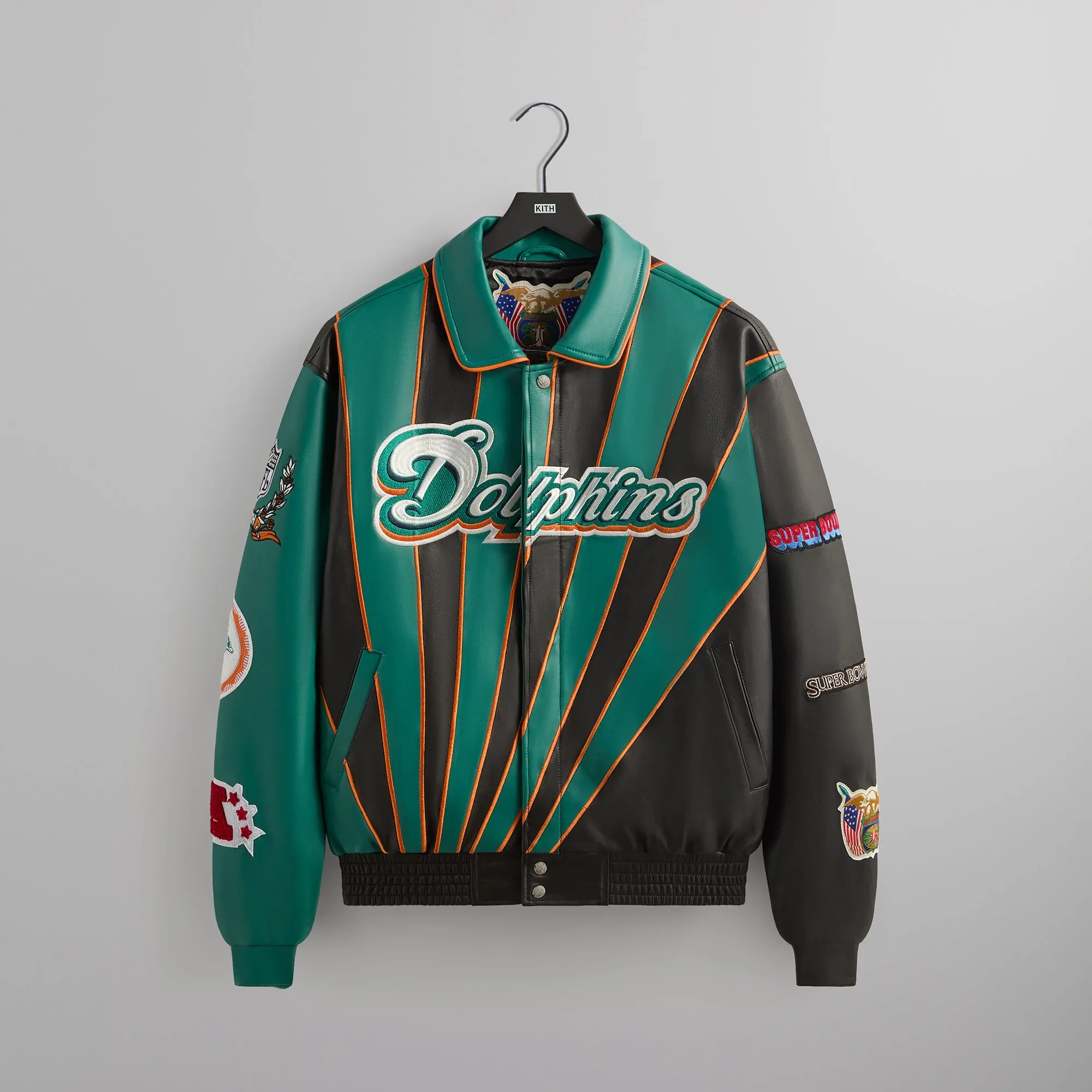 Kith & Jeff Hamilton for the NFL: Dolphins Leather Varsity Jacket sold by Kith