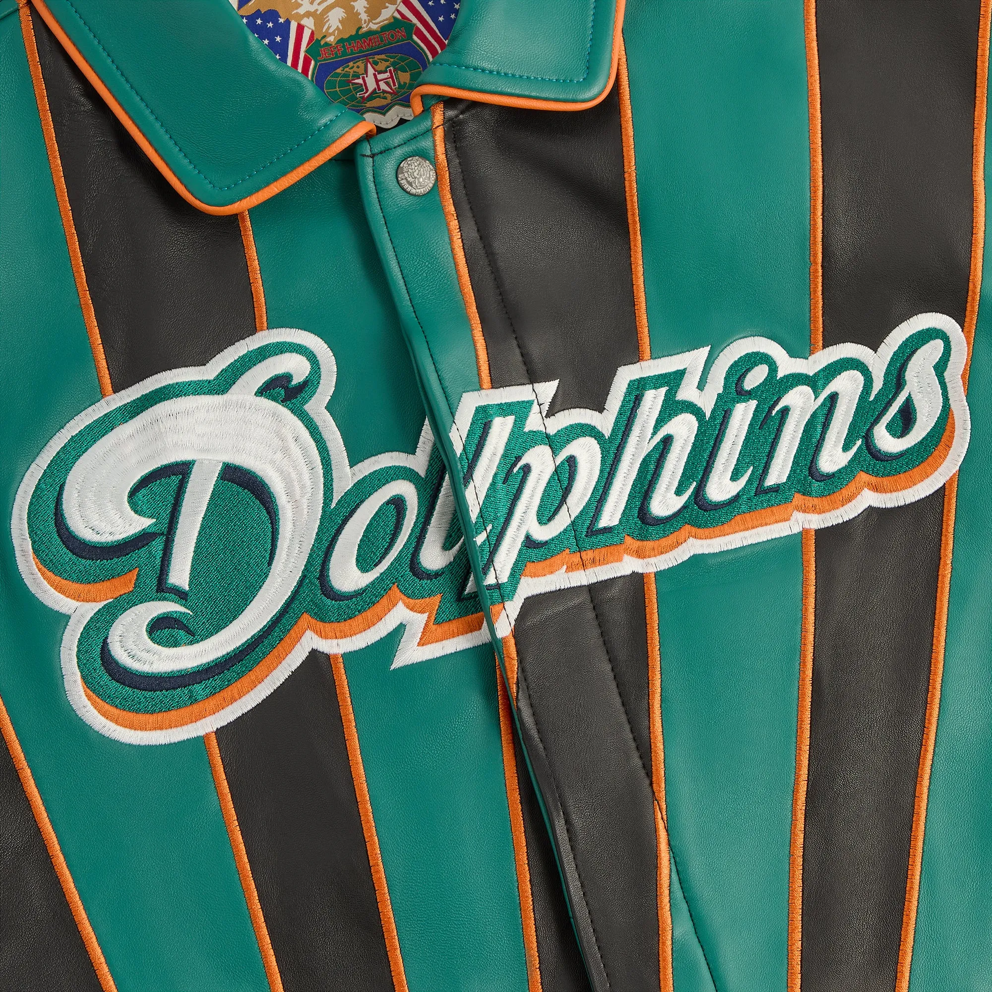 Kith & Jeff Hamilton for the NFL: Dolphins Leather Varsity Jacket sold by Kith product image thumbnail 3