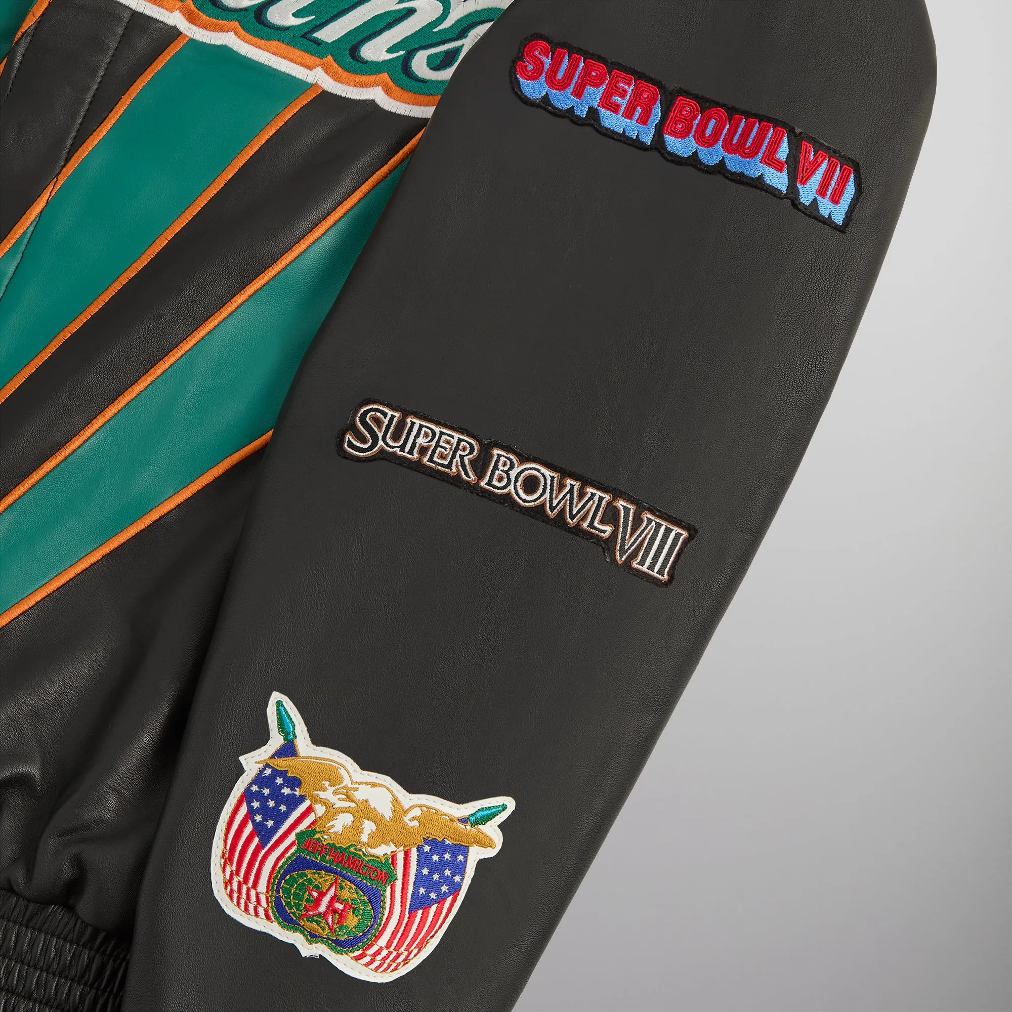 Kith & Jeff Hamilton for the NFL: Dolphins Leather Varsity Jacket sold by Kith product image thumbnail 5