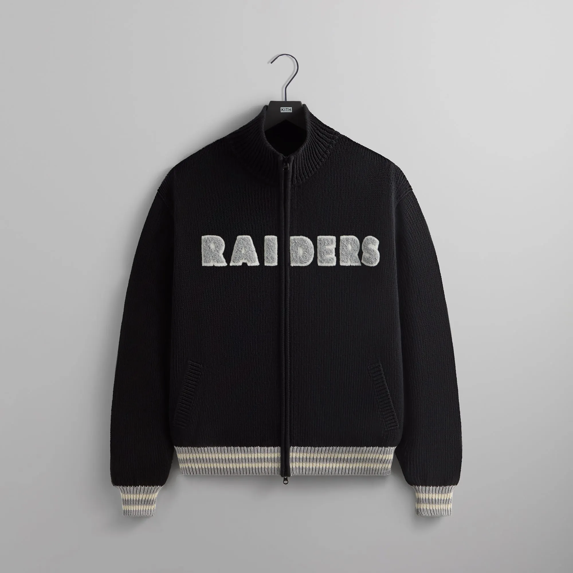 Kith & '47 for the NFL: Raiders Wyona Full Zip Sweater - Black sold by Kith