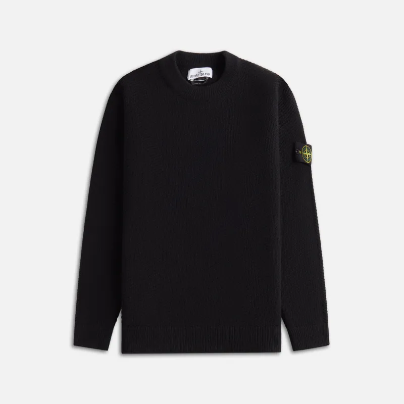 Stone Island Cotton Chenille Knit Sweater - Black sold by Kith