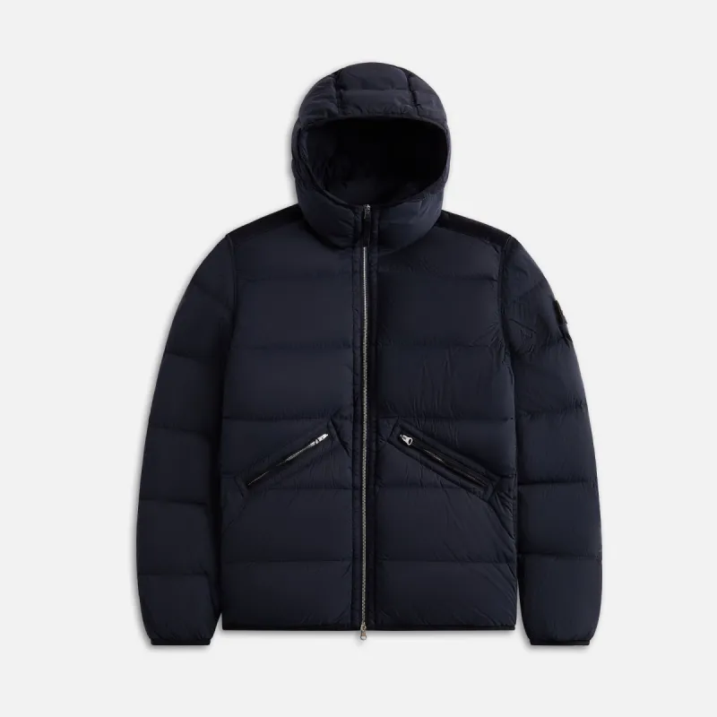 Stone Island Real Down Hooded Jacket - Navy Blue sold by Kith