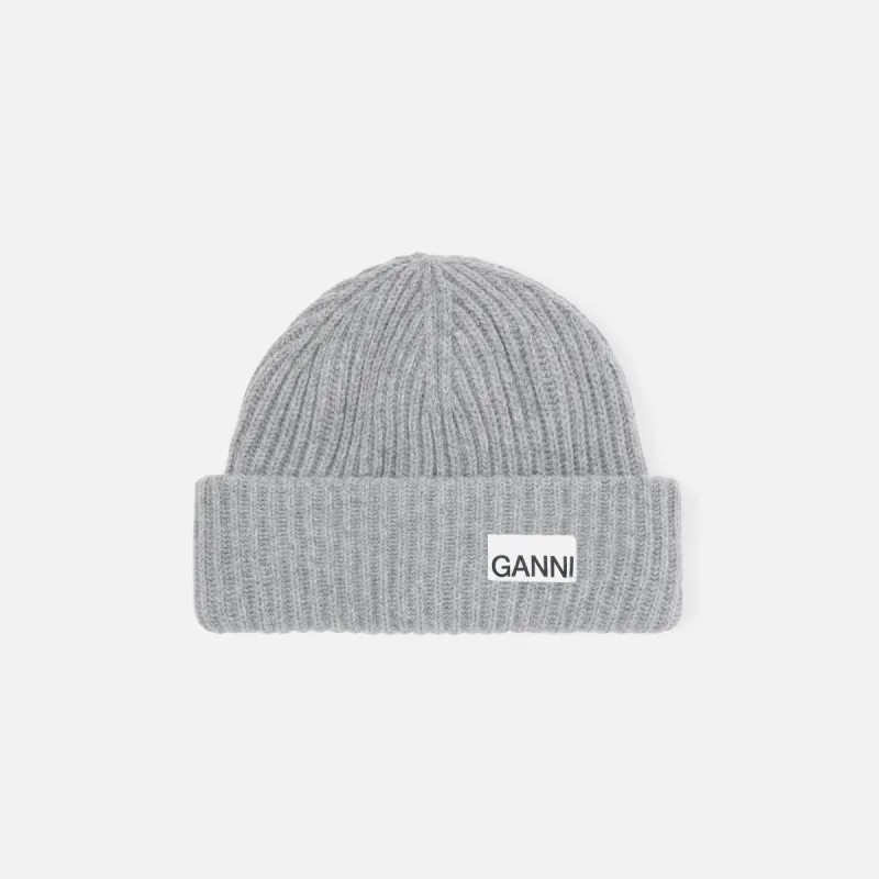 Ganni Structured Rib Beanie - Paloma Melange sold by Kith