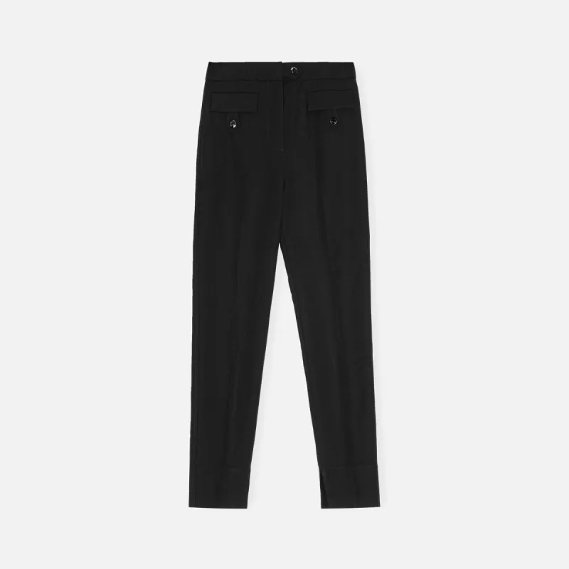 Ganni Light Twill Suiting Pant - Black sold by Kith