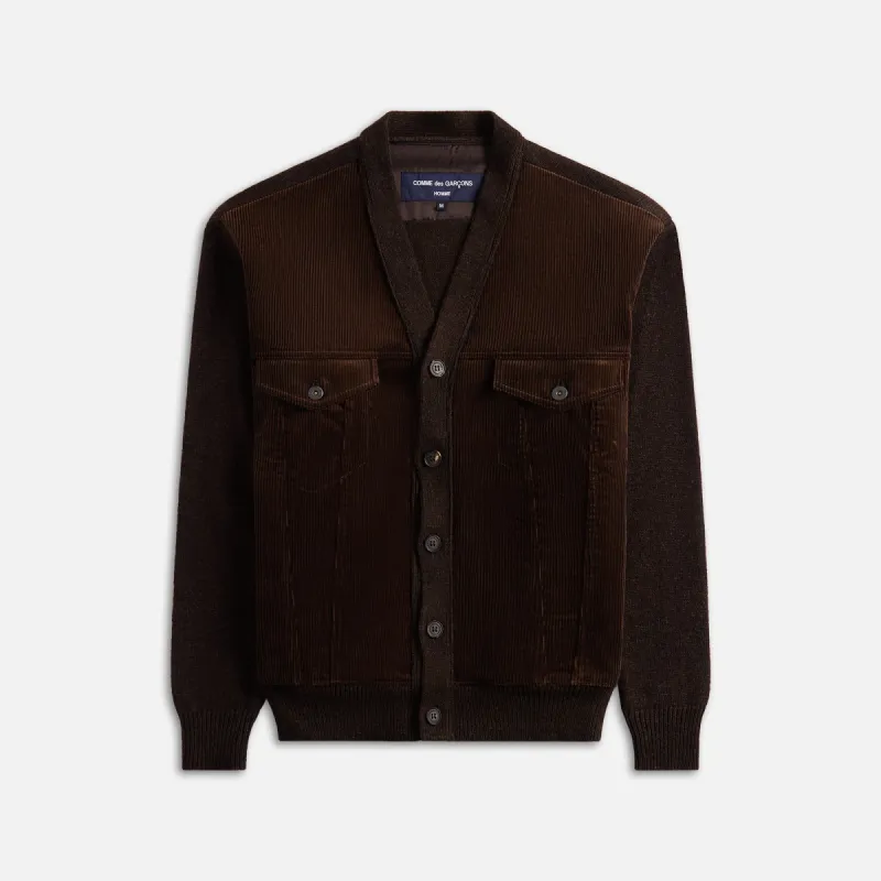 CDG Homme Wool Knit Cotton Corduroy Jacket - Brown sold by Kith