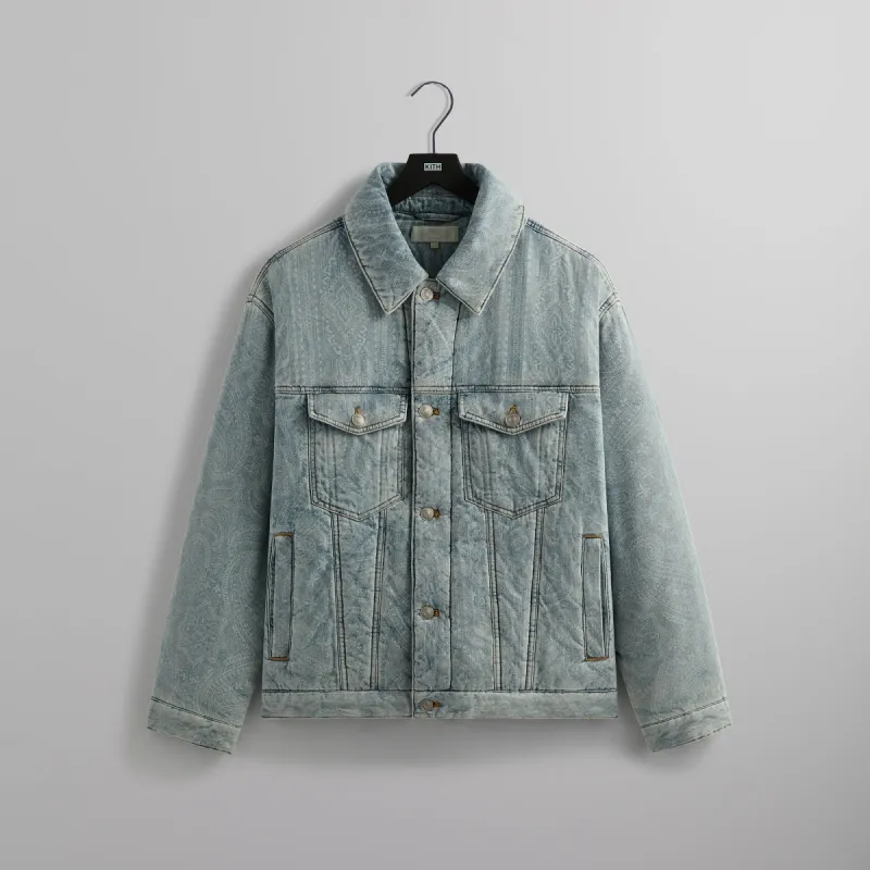 Kith Puffed Jase Paisley Denim Jacket - Light Indigo sold by Kith