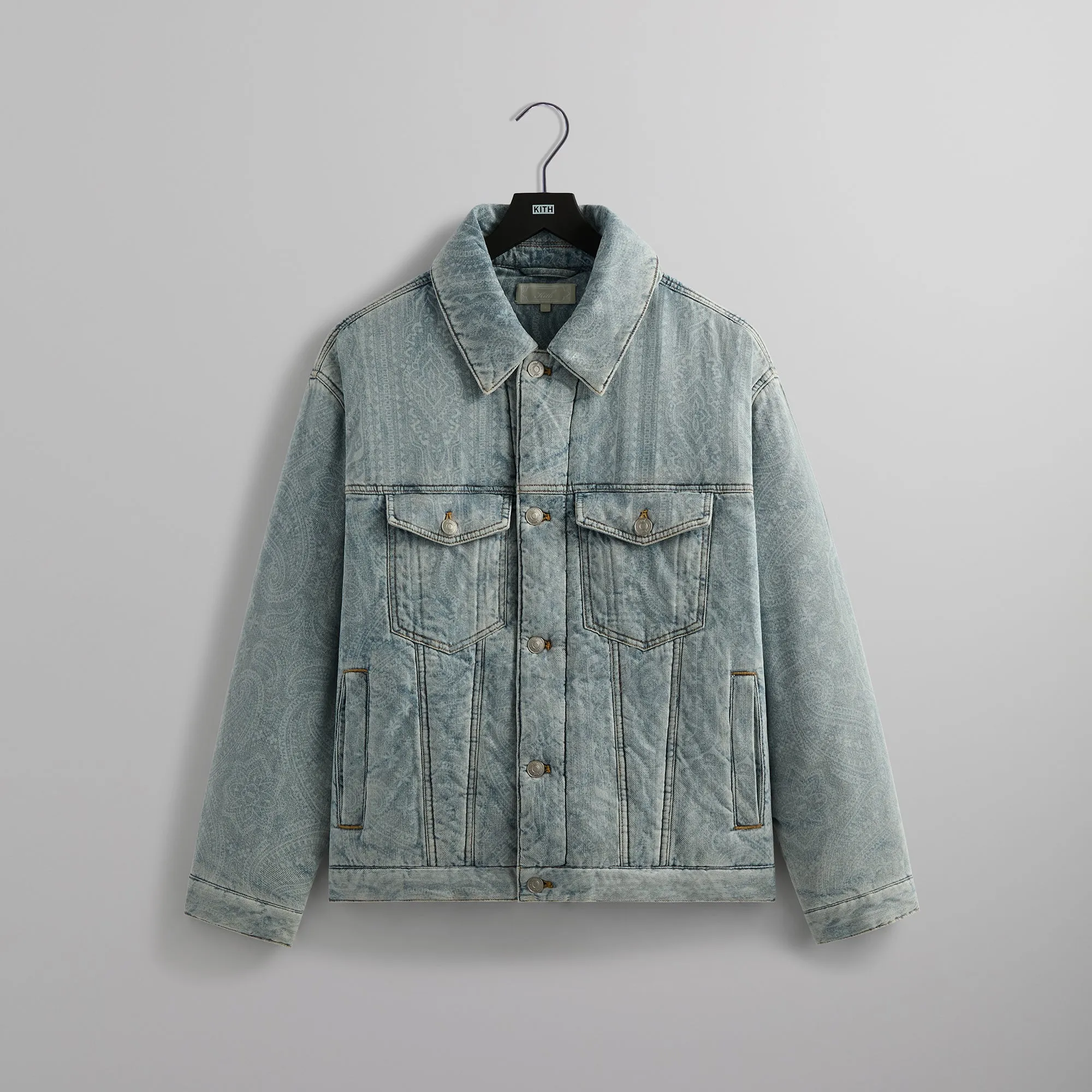 ジャケット・アウター KITH puffed jase paisley denim jacket Kith Puffed Jase Paisley Denim Jacket - Light Indigo | Parallel