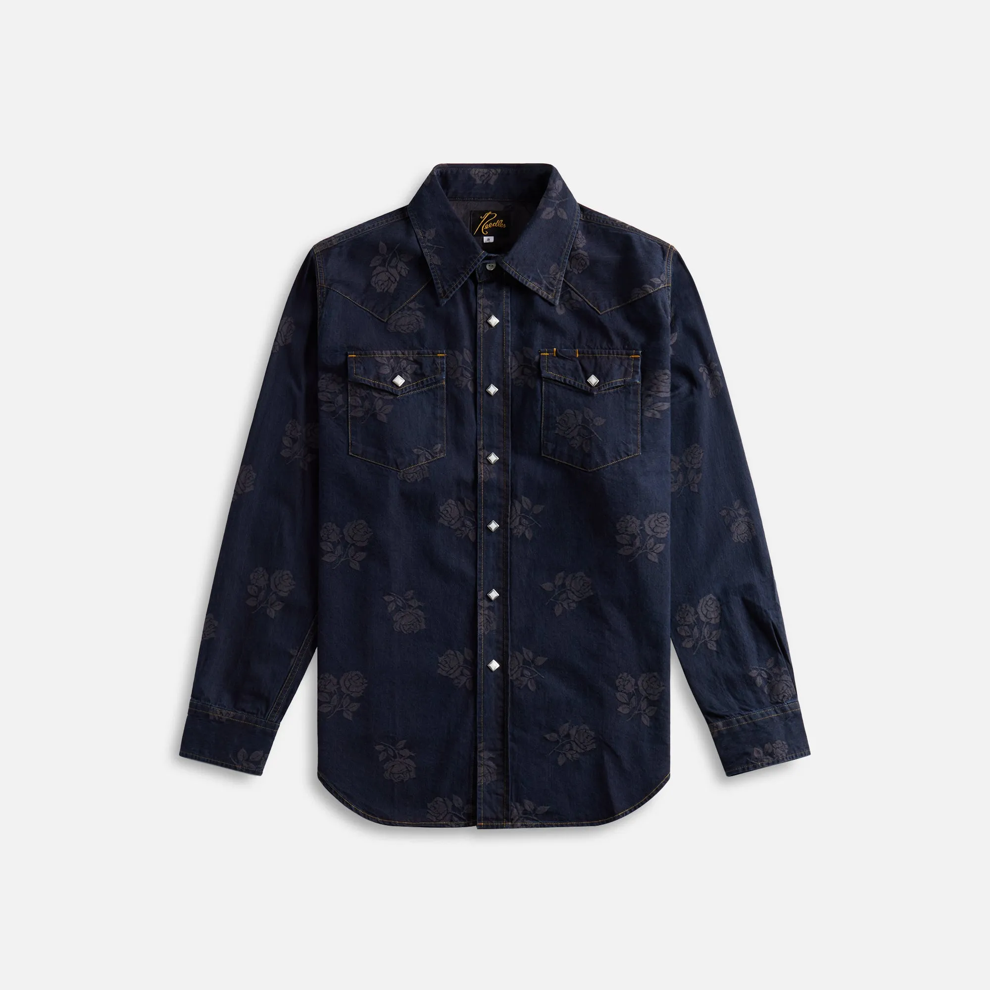 Needles Western Shirt 8Oz Denim Rose Jacquard - Indigo sold by Kith