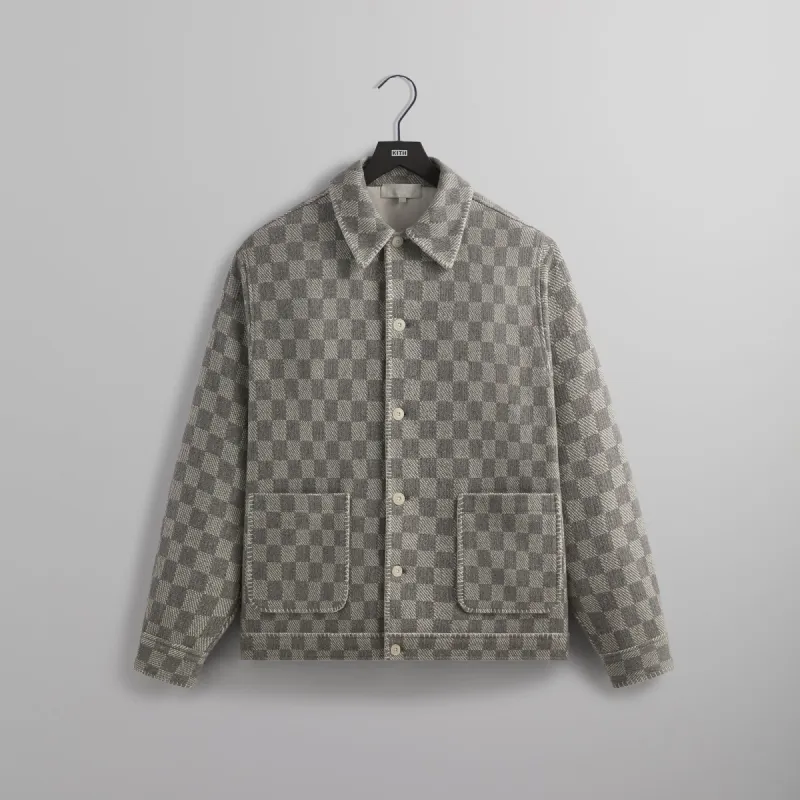 Kith Check Boucle Boxy Collared Overshirt - Steel sold by Kith