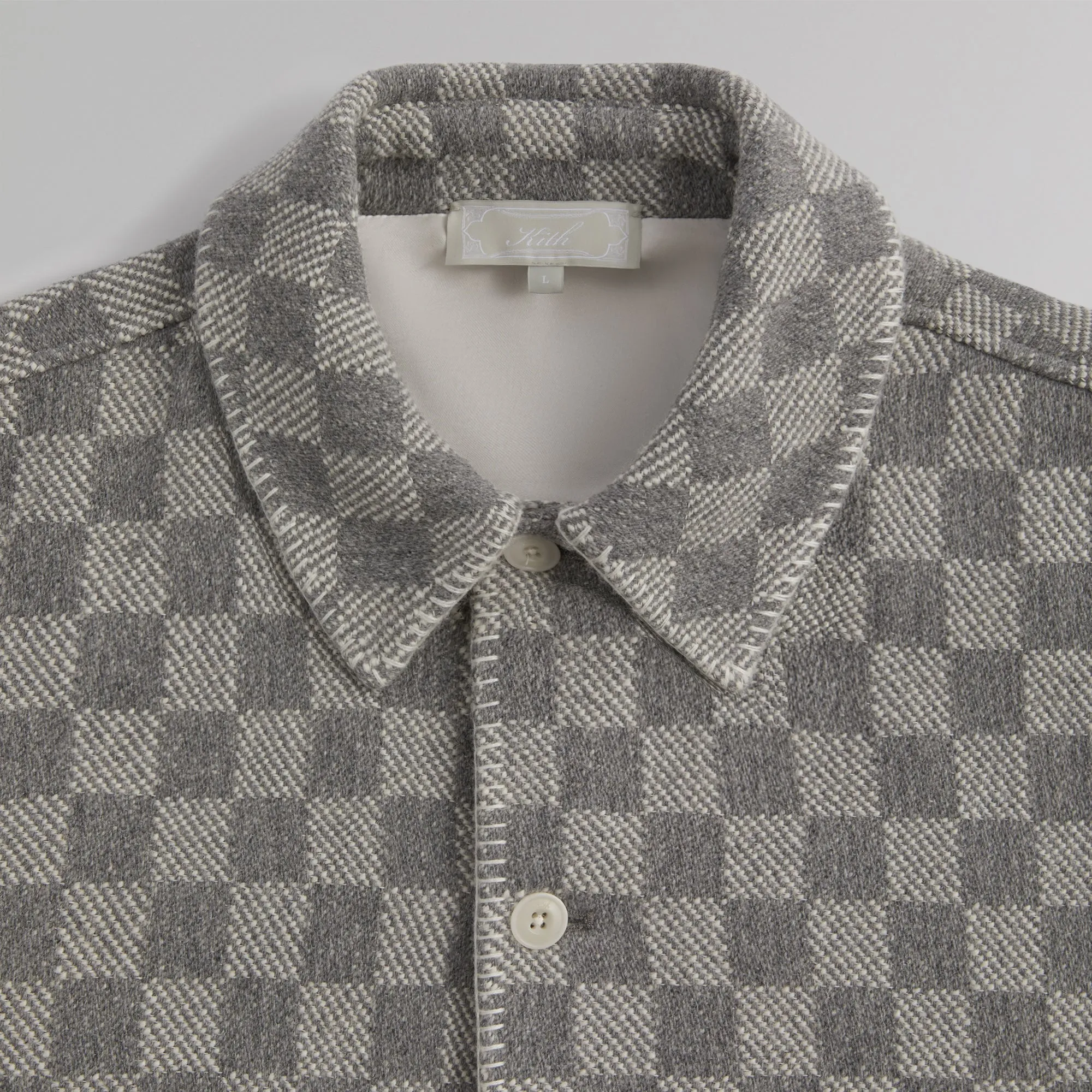 Kith Check Boucle Boxy Collared Overshirt - Steel sold by Kith product image thumbnail 3