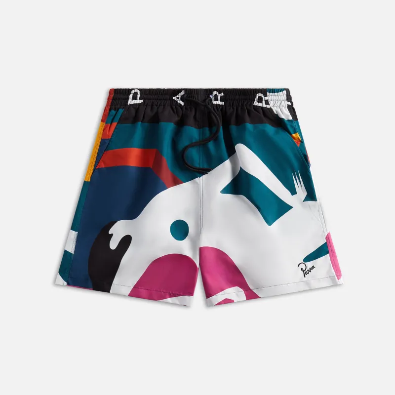 by Parra Beached In White Swim Shorts - Multi sold by Kith