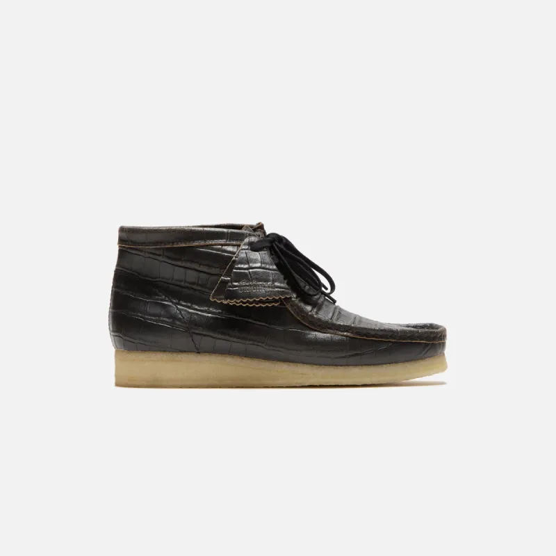 Clarks Wallabee Harajuku Croc Distress Leather Boot - Black sold by Kith