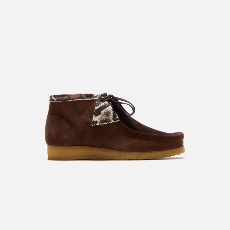 Clarks Wallabee Boot - Brown Snake Combi sold by Kith