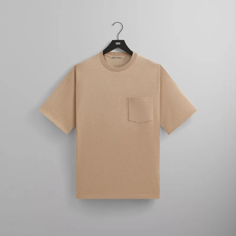 Kith 101 for Auralee Luster Plaiting Tee - Almond Heather sold by Kith
