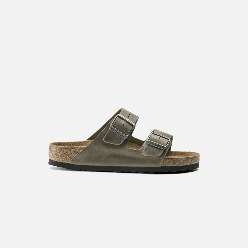 Birkenstock Arizona Soft Footbed - Oiled Leather / Faded Khaki sold by Kith
