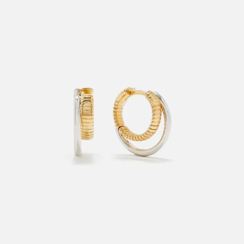 Yvonne Leon Two Tone Mini Hoop Earrings - Gold / Silver sold by Kith