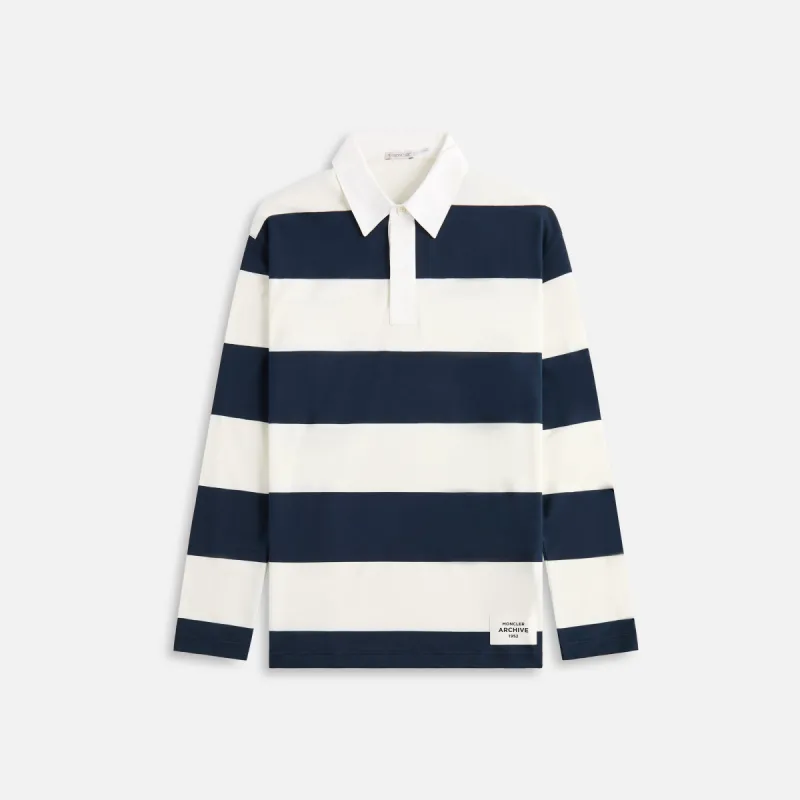 Moncler Long Sleeve Polo - Dark Blue sold by Kith