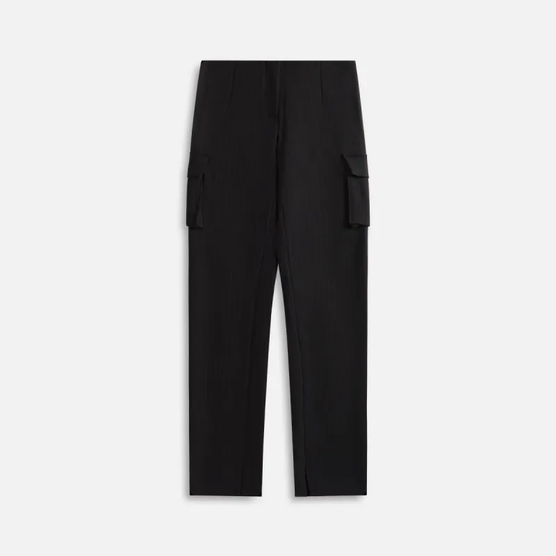 MISBHV Office Pinstripe Low Rise Cargo Trousers - Black sold by Kith