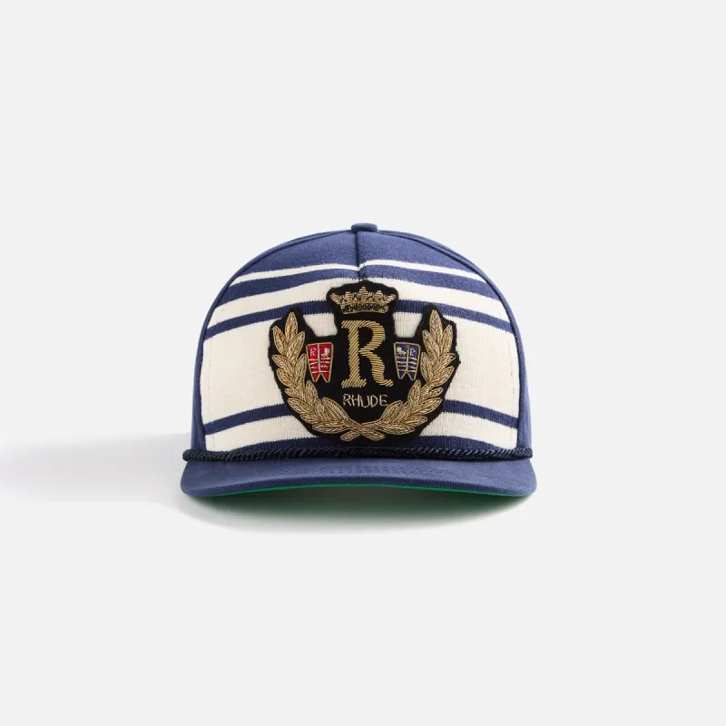 Rhude Rope Crest Structure Cap - Navy sold by Kith