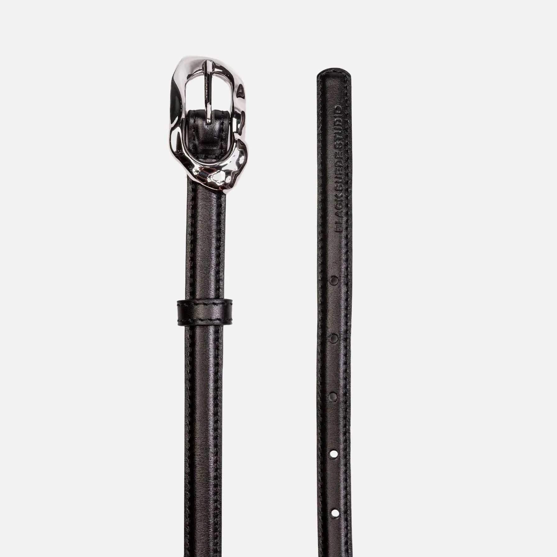 Black Suede Studio Greca Leather Belt - Black sold by Kith product image thumbnail 2