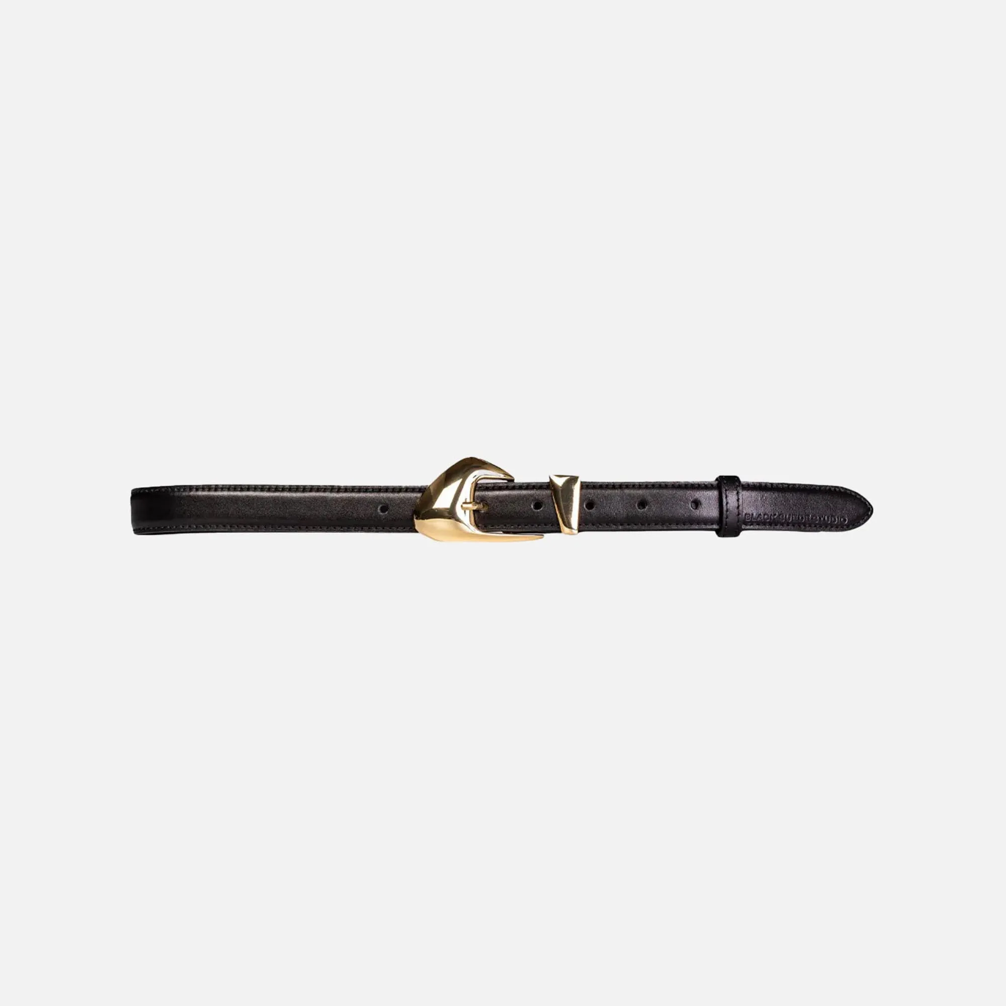 Black Suede Studio Slim Arrow Leather Belt - Black sold by Kith