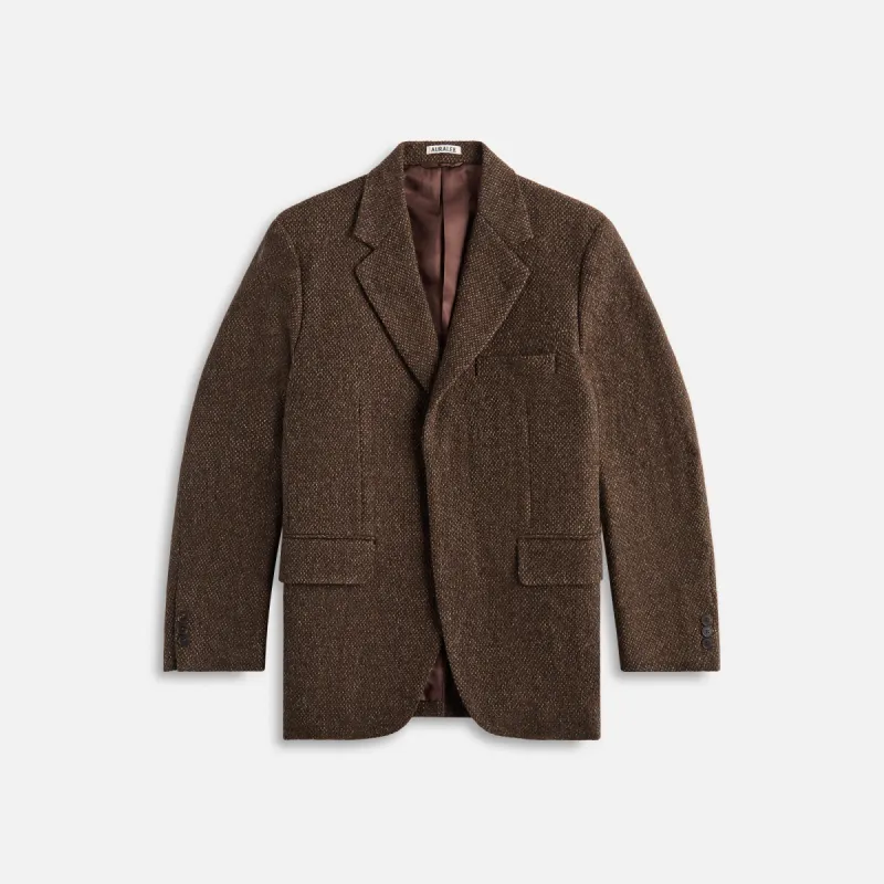 Auralee Lama Shetland Wool Tweed Over Jacket - Khaki Tweed sold by Kith