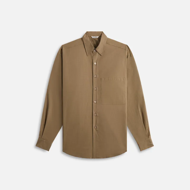 Auralee Washed Finx Twill Big Shirt - Brown sold by Kith