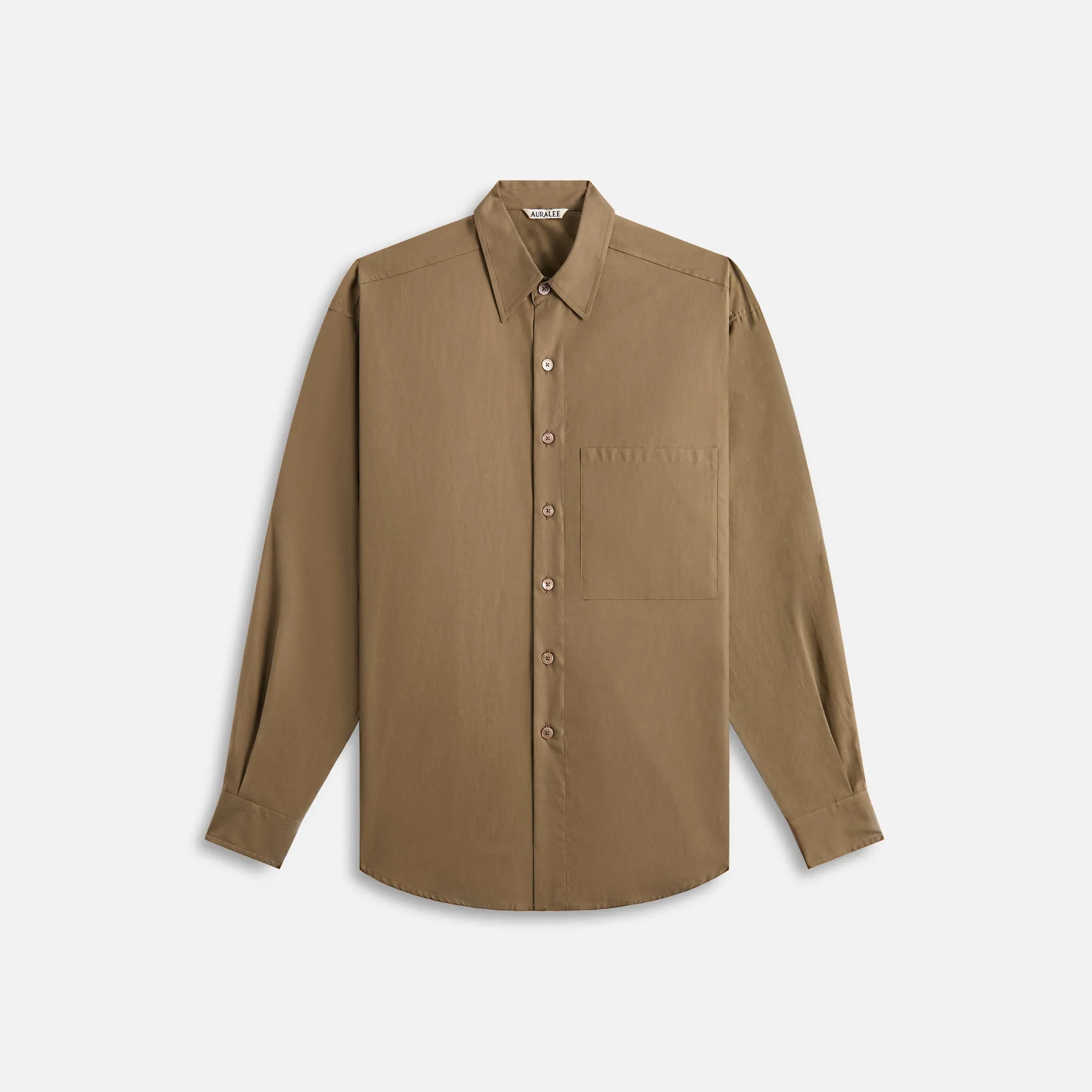 Auralee Washed Finx Twill Big Shirt - Brown sold by Kith