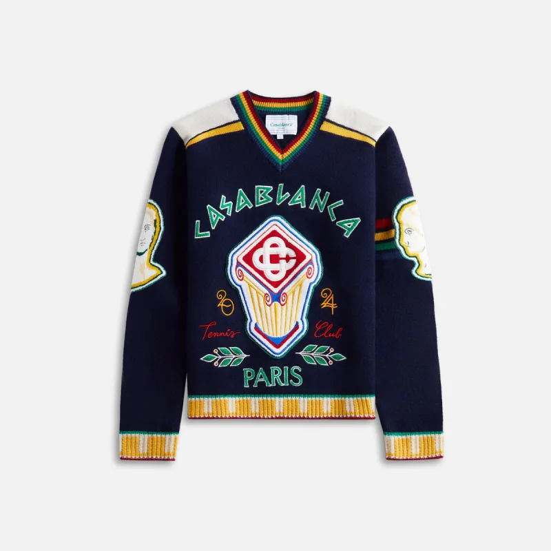 Casablanca Fraternity Jumper - Navy sold by Kith