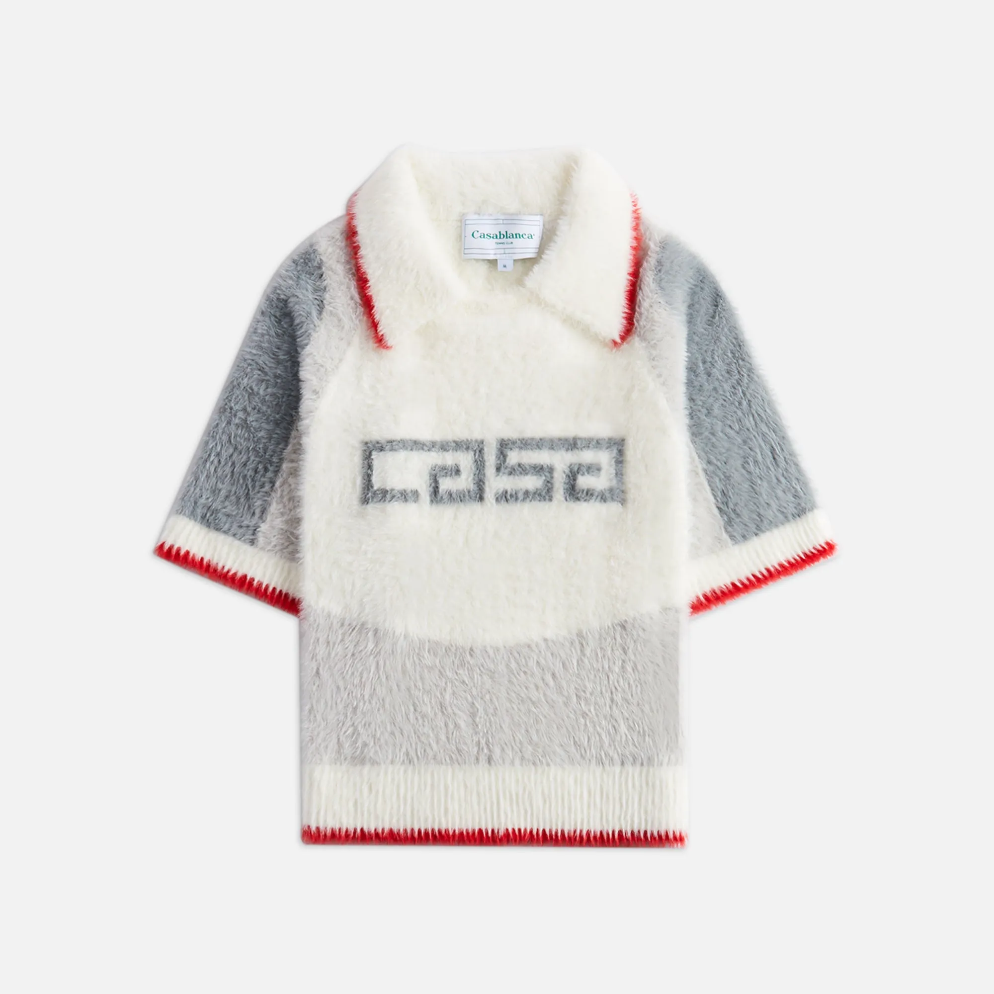Casablanca Sport Fluffy Polo - Grey / White sold by Kith