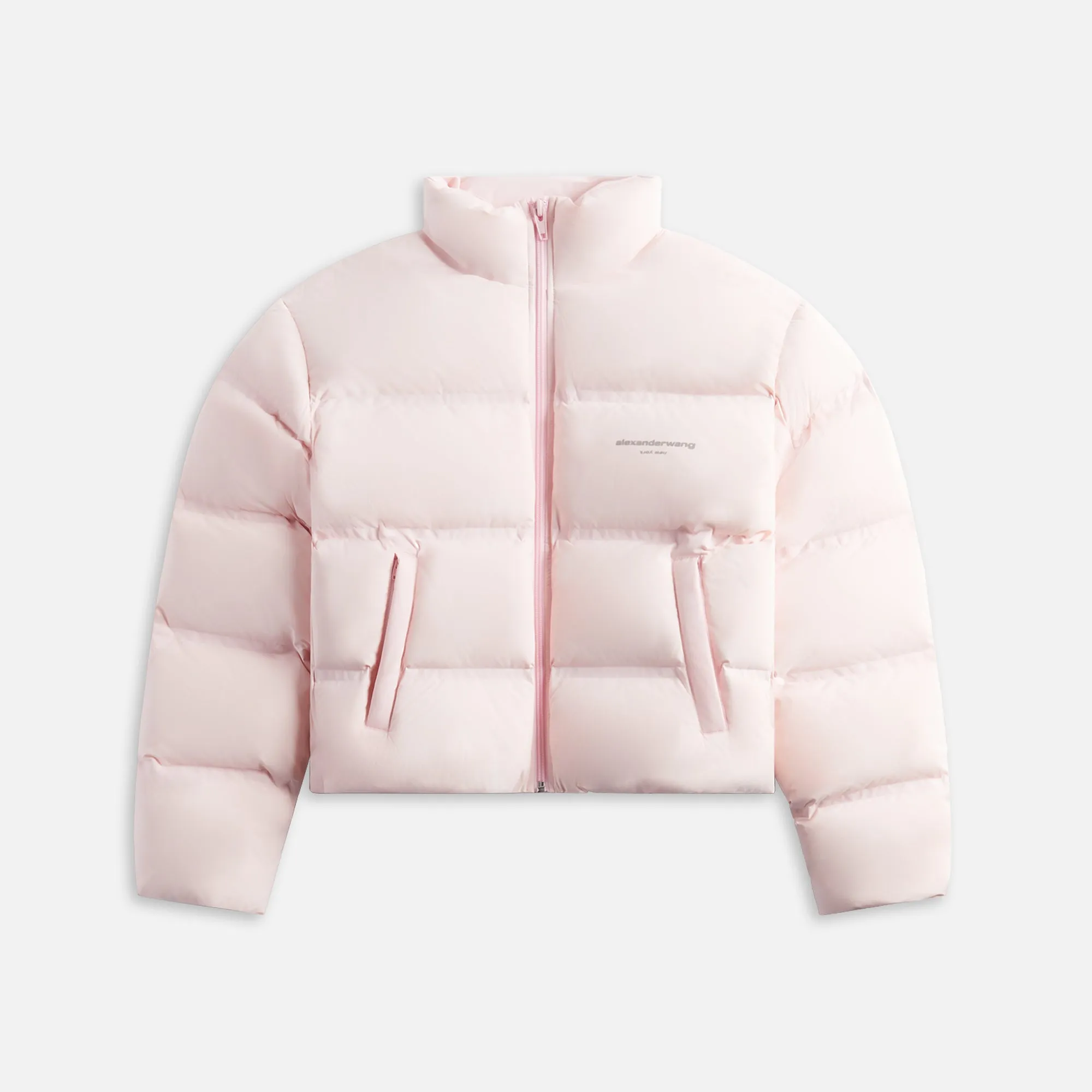 Alexander Wang Jacquard Channel Cropped Puffer with Reflective Logo - Light Pink sold by Kith