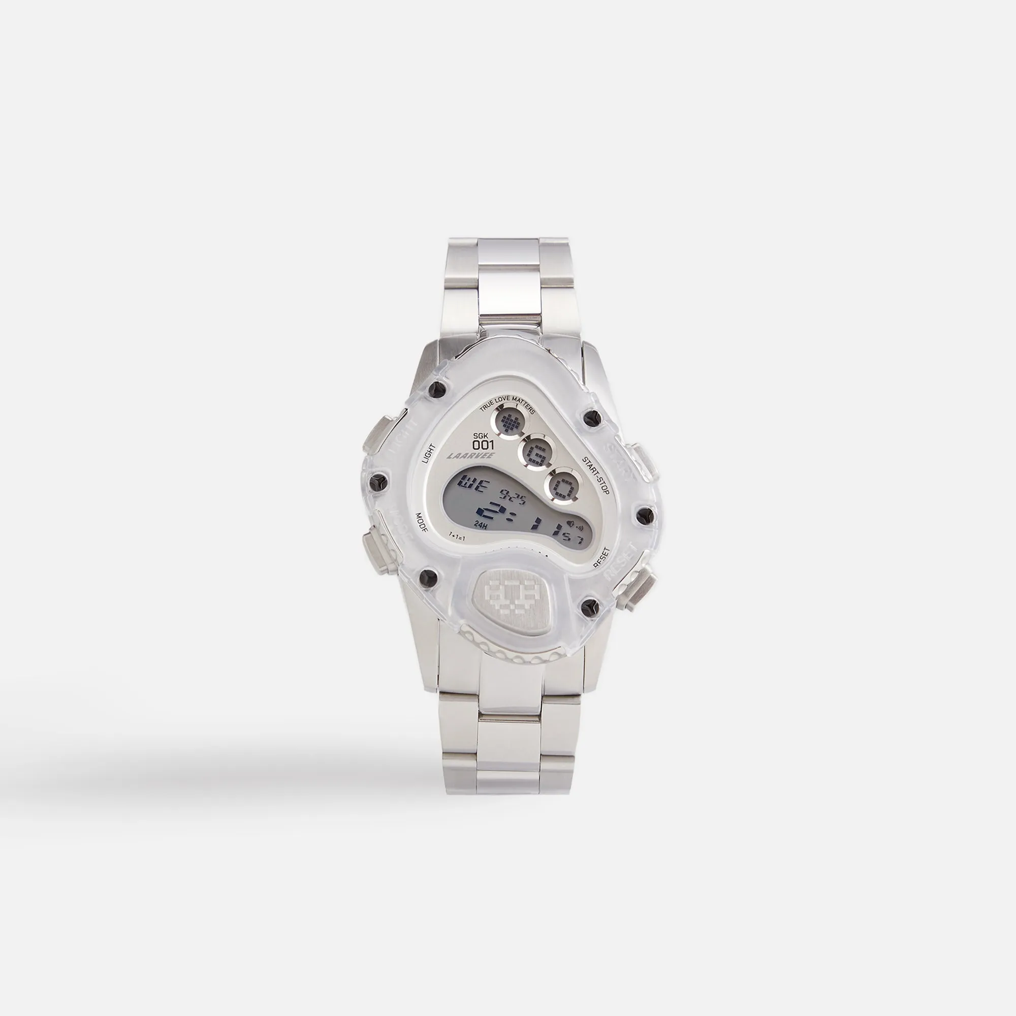 LAARVEE Sinngouki Silver Precision Steel - Translucent Bezel / White Dial sold by Kith