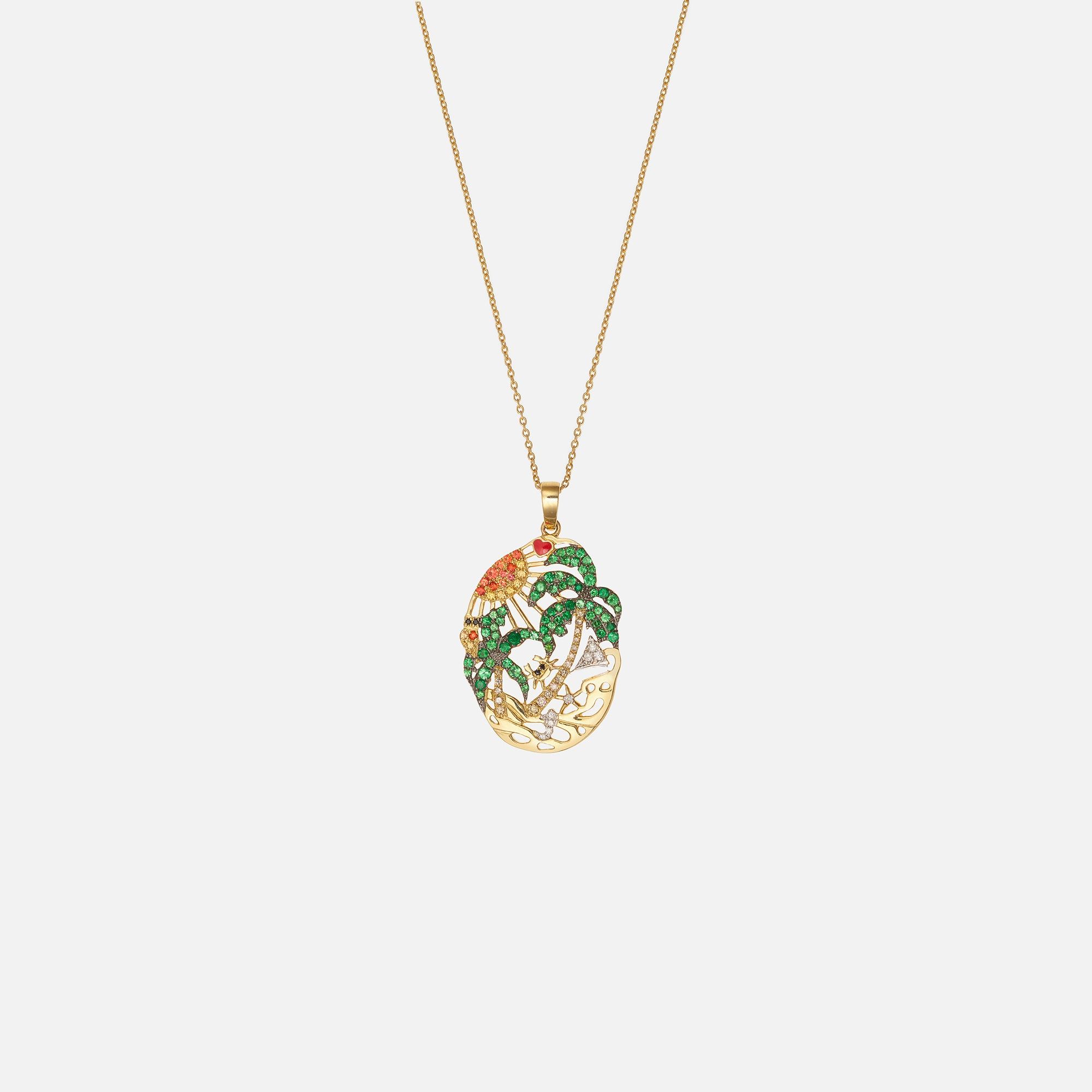 Yvonne Leon Lamour a La Page Palm Necklace - Yellow Gold / Green / Orange sold by Kith product image thumbnail 2