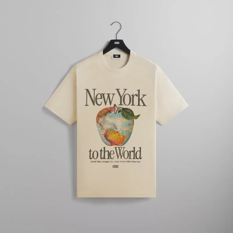 Kith NY to the World Apple Globe Vintage Tee - Sandrift sold by Kith