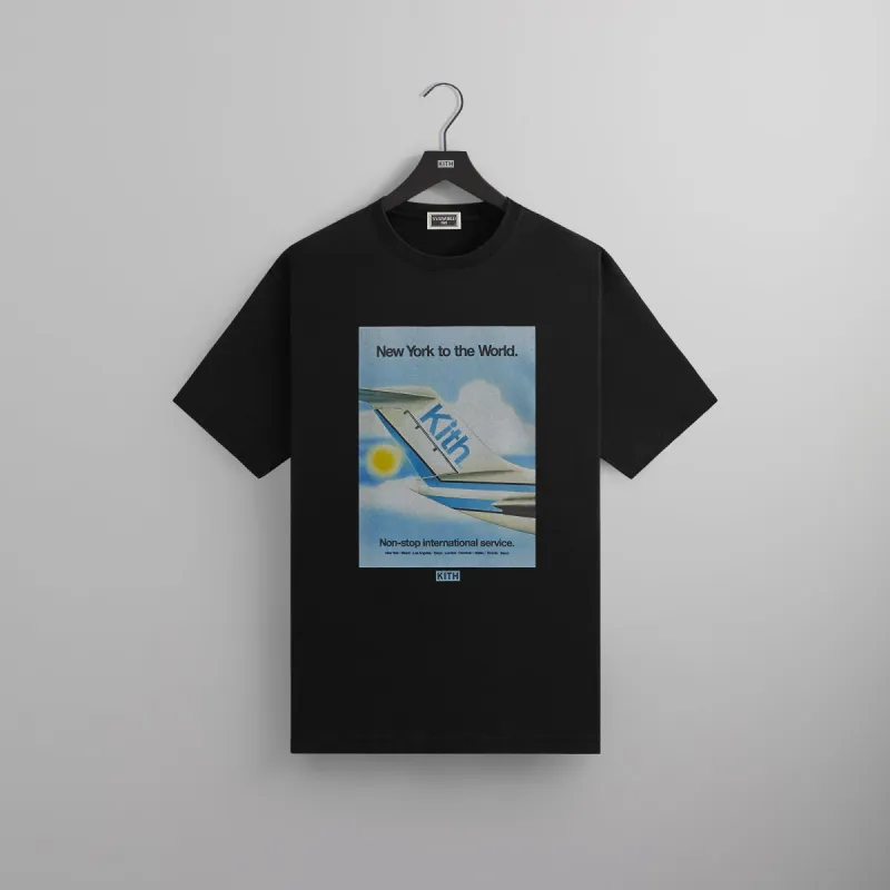 Kith NY to the World Int. Service Airline Tee - Black sold by Kith