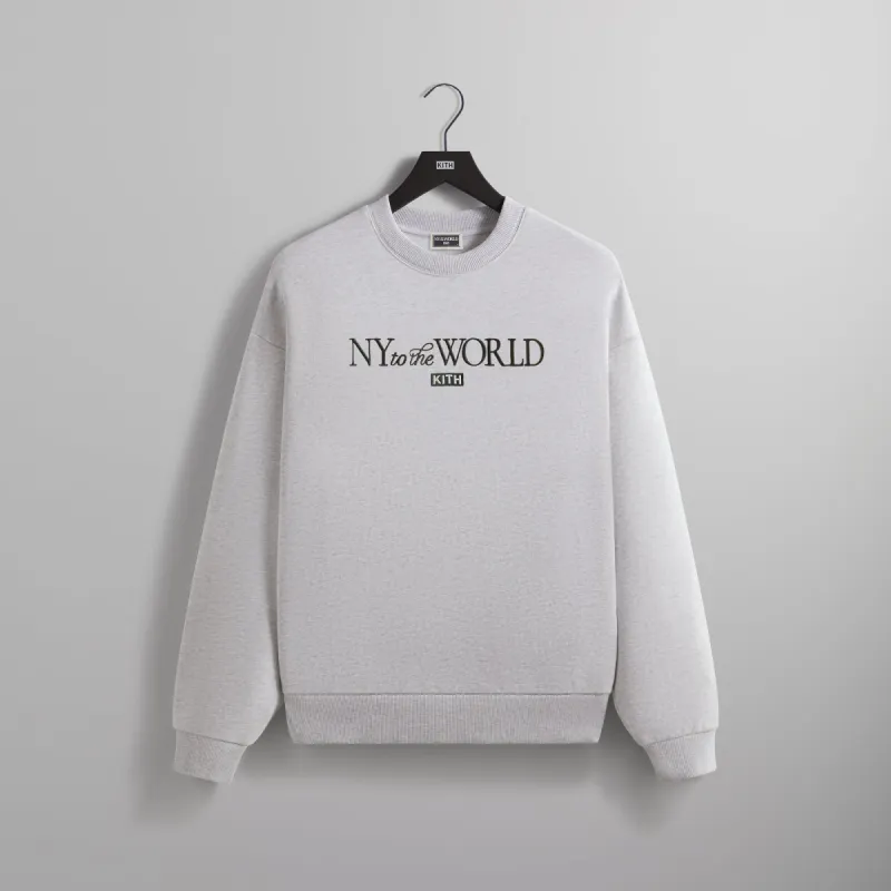 Kith NY to the World Signature Nelson Crewneck - Light Heather Grey sold by Kith